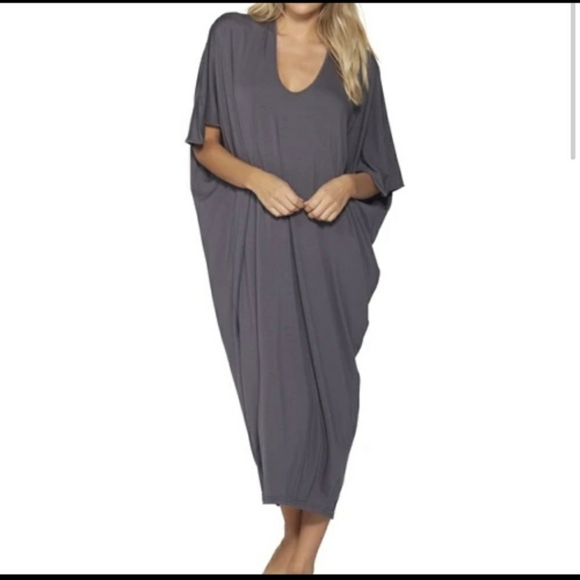 Barefoot Dreams Dresses & Skirts - Barefoot Dreams Luxe Milk Jersey Caftan Gray Plus